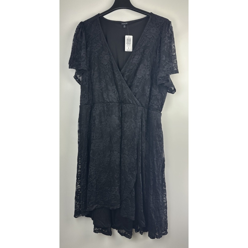 Torrid Mini Lace Wrap Dress Black Tie Stretch Hi-Lo Skater Stretch Plus Size 4X - Picture 13 of 13